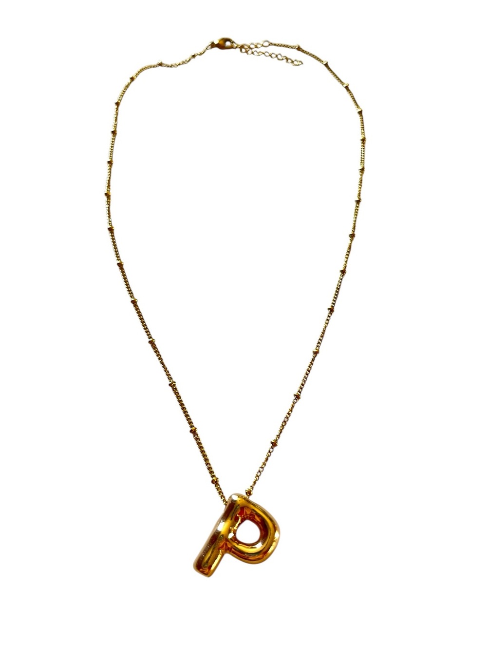 Gold Initial “P” Puffy Letter Necklace
